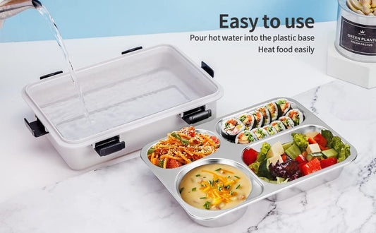 Stainless Steel Leakproof Lunch Box (4 Compartment, 900ml)