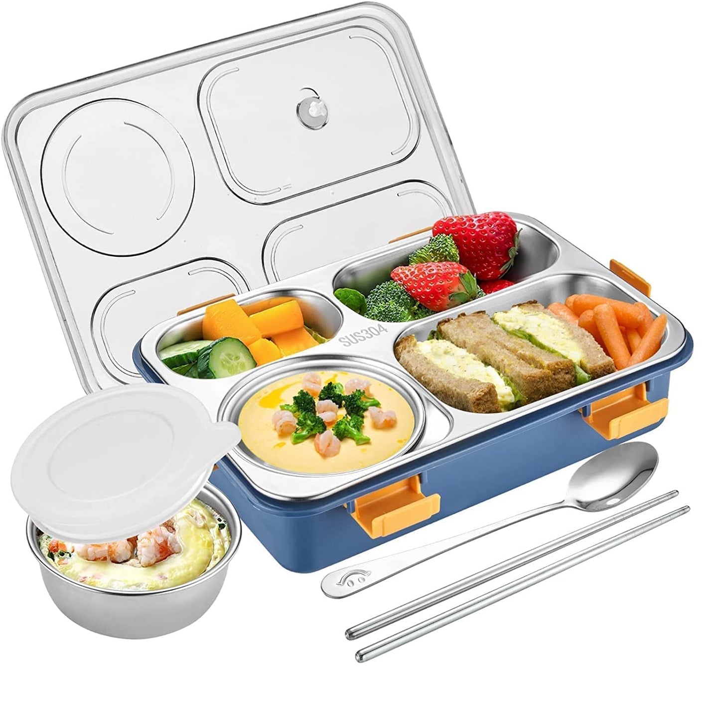 Stainless Steel Leakproof Lunch Box (4 Compartment, 900ml)