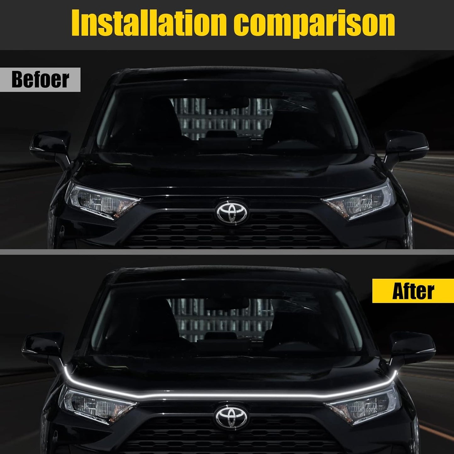 Flexible Car Hood LED Light Strip (180cm / 70 Inch)