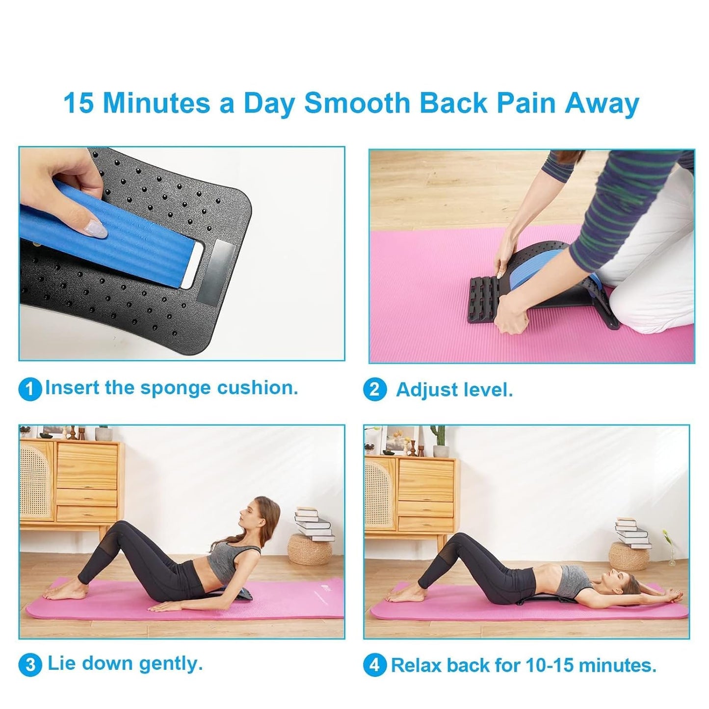 4-Level Adjustable Back Stretcher for Pain Relief & Posture Correction