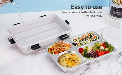 Stainless Steel Leakproof Lunch Box (4 Compartment, 900ml)