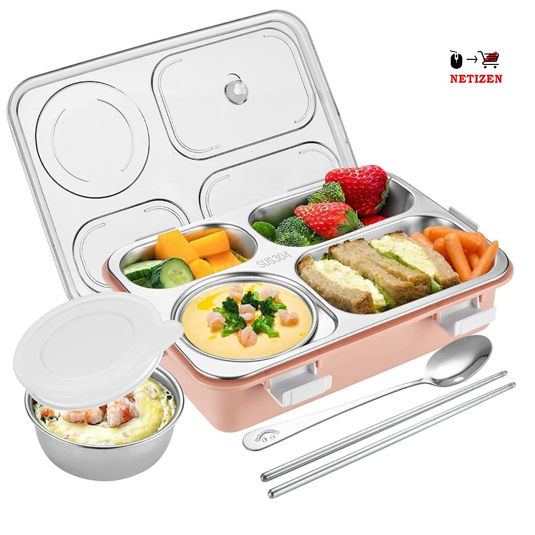 Stainless Steel Leakproof Lunch Box (4 Compartment, 900ml)